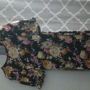 SHEIN Modely Puff Sleeve Mermaid Hem Floral Dress